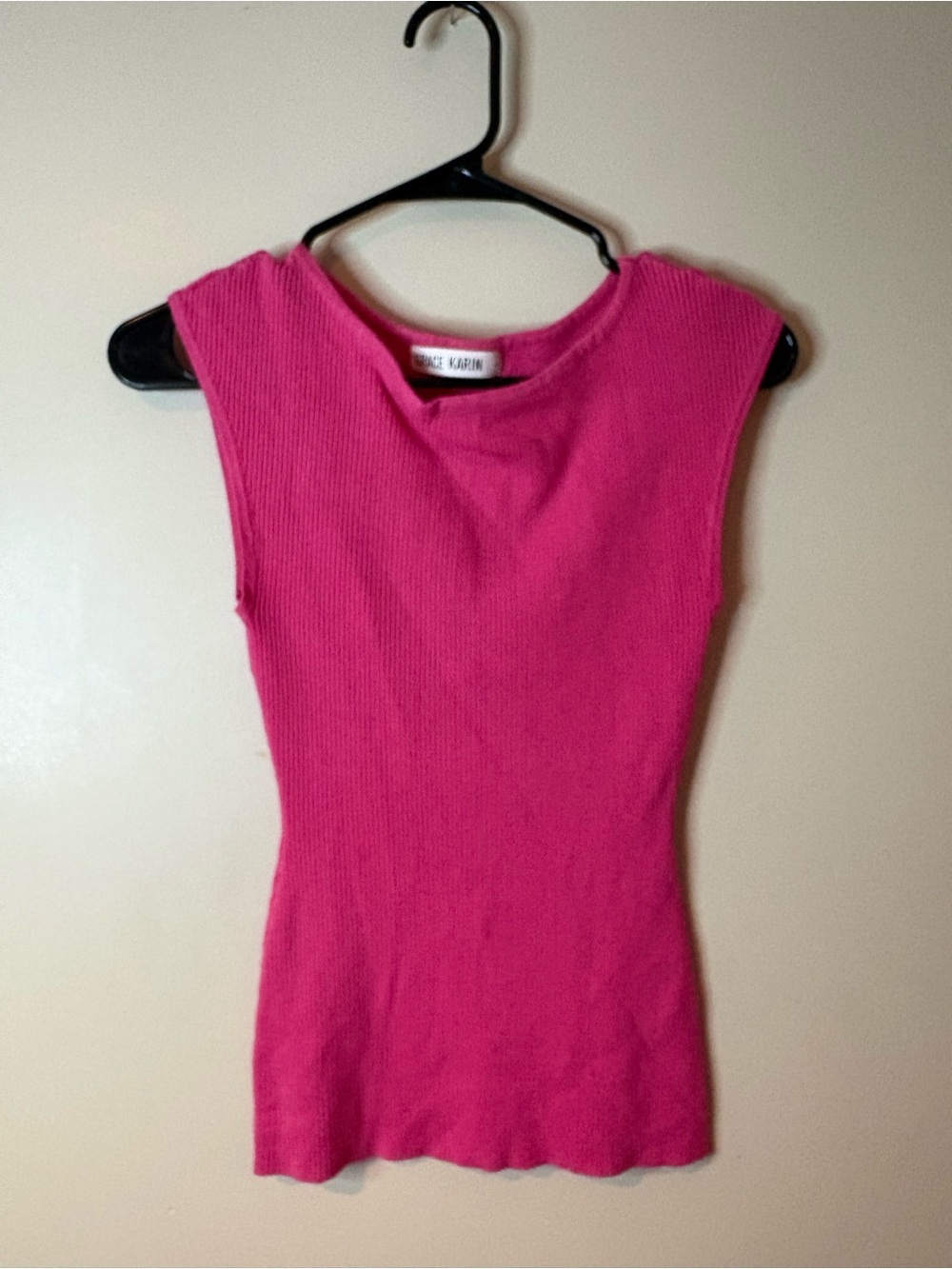 Grace Karin Pink Ribbed Crew Neck Lightweight Sweater Tank NWOT